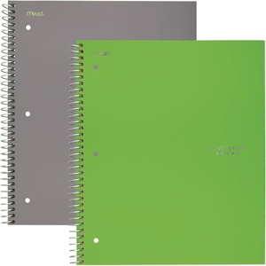 image:imageFive Star Spiral Notebook 5 Subject Wide Ruled Paper 8 x 1012 200 Sheets Tidewater Blue amp Fire Red 2 Pack 930082Gray  Lime