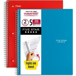 image:imageFive Star Spiral Notebook 5 Subject Wide Ruled Paper 8 x 1012 200 Sheets Tidewater Blue amp Fire Red 2 Pack 930082Tidewater Blue  Fire Red