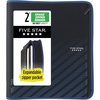 image:imageFive Star Zipper Binder 2 Inch 3Ring Xpanz Case Binder with Expansion Panel Removable Pencil Pouch 380 Sheet Capacity Black amp Blue 280109ABlack  Blue