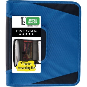 image:imageFive Star Zipper Binder 15 Inch ORings Case Organiser with 3Pocket Expanding File 500 Sheet Capacity Crimson Fade 280146KBlue