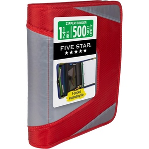 image:imageFive Star Zipper Binder 15 Inch ORings Case Organiser with 3Pocket Expanding File 500 Sheet Capacity Crimson Fade 280146KCrimson Fade