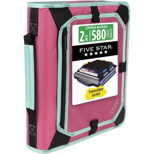 image:imageFive Star Zipper Binder 2 Inch ORings Case Organiser with Expansion Panel and 5Tab Expanding File Folder 580 Sheet Capacity Taffy Twist 290520LTaffy Twist