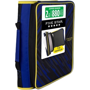 image:imageFive Star Zipper Binder 2 Inch ORings Case Organiser with MultiAccess and 5Tab Expanding File Folder 850 Sheet Capacity Crimson Fade 290010KCosmic Blast