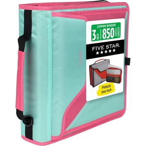 image:imageFive Star Zipper Binder 3Inch DRing Case Binder 850Sheet Capacity Multiple Pockets Front 5Tab Expanding File Removable Padded Case and Shoulder Strap Crimson Fade 292960KTaffy Twist