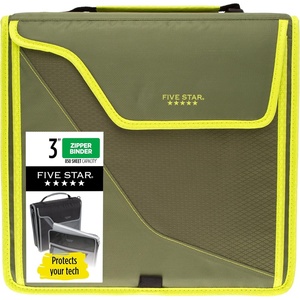 image:imageFive Star Zipper Binder 3Inch DRing Case Binder 850Sheet Capacity Multiple Pockets Front 5Tab Expanding File Removable Padded Case and Shoulder Strap Crimson Fade 292960KOliveCitrus