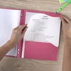 image:imageFive Star 2Pocket Folder Plastic Folder with StayPut Tabs and Prong Fasteners Holds 812 x 11 Paper Solar Orange 340300NProm Pink