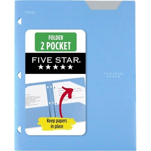 image:imageFive Star 2Pocket Folder Plastic Folder with StayPut Tabs Fits 3Ring Binder Holds 812 x 11 Paper Prom Pink 333420RPacific Blue